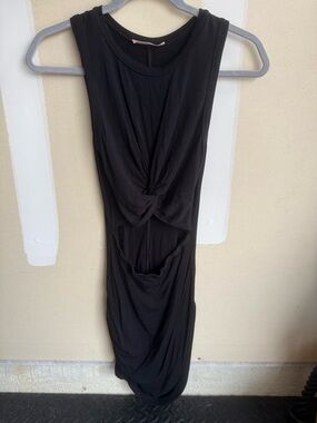 Blue Blush Front Twist-Knot Midi Dress